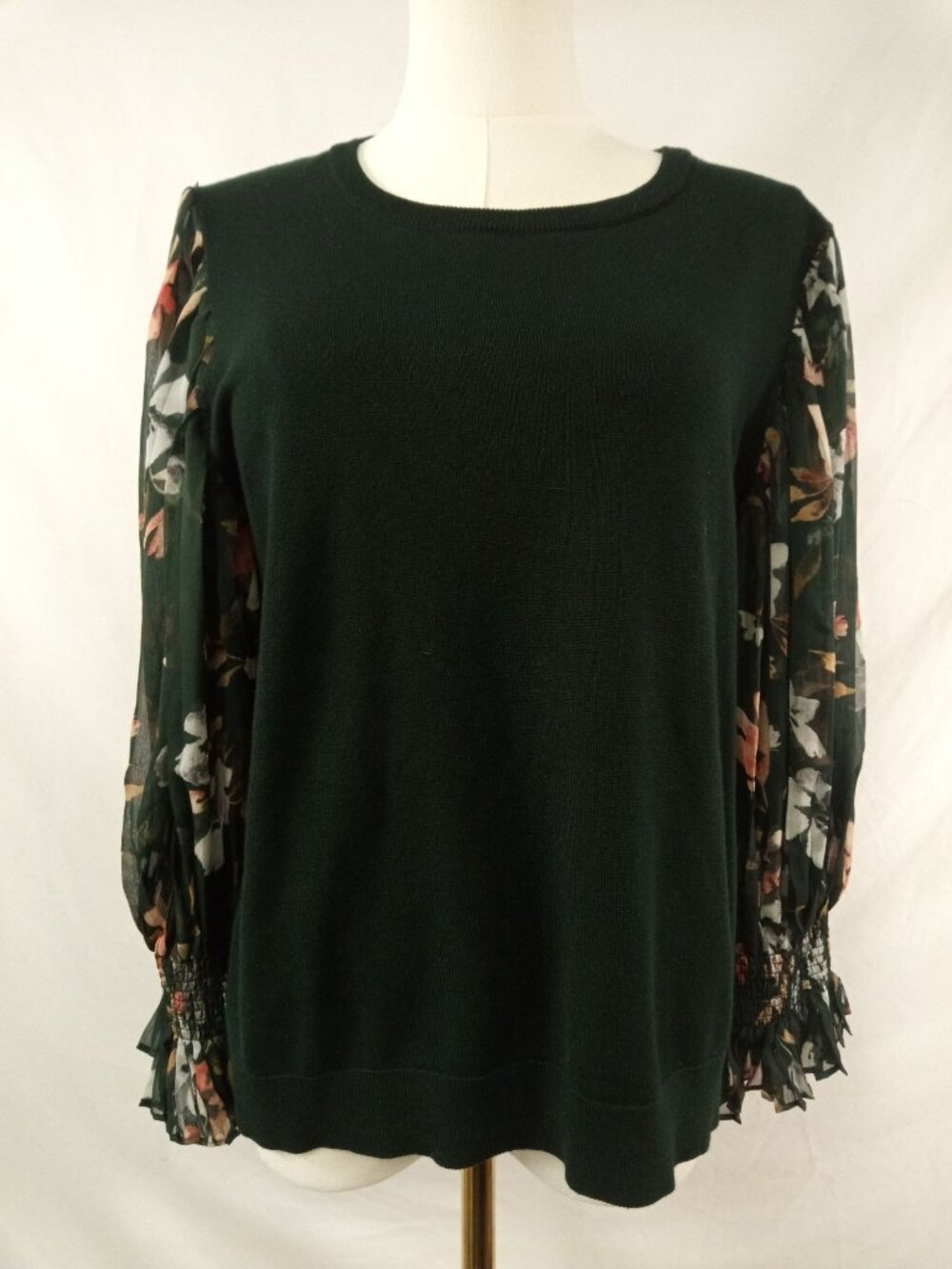 Adrianna Papell Women's Forest Green Crewneck Sweater Size XL